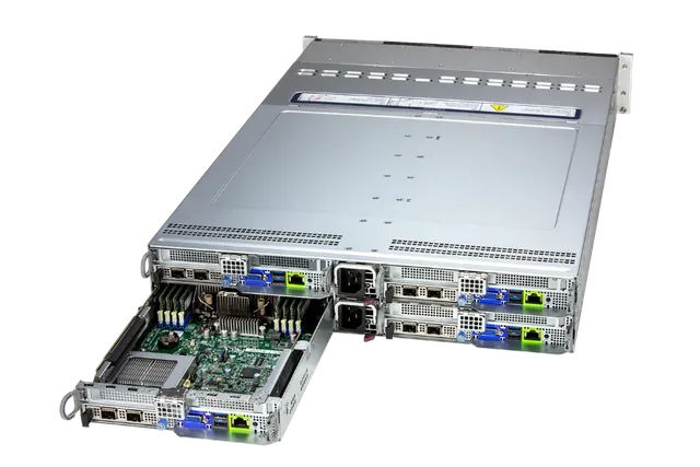 Supermicro BigTwin multi-node server with compute node pulled out