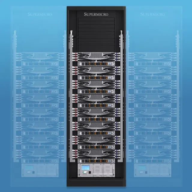 ตัวอย่างตู้ Rack GPU ระบายความร้อนด้วยของเหลวของ Supermicro