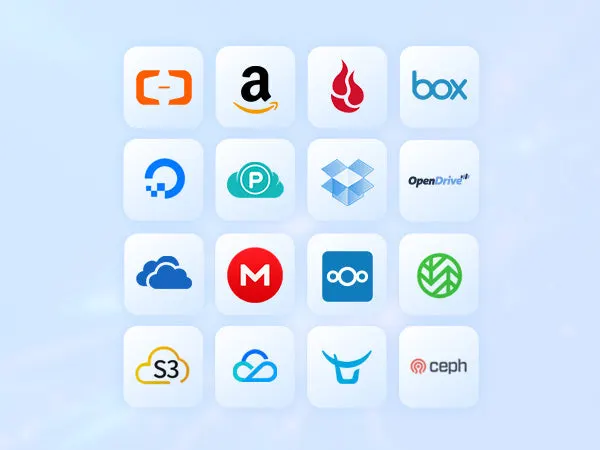 โลโก้ผู้ให้บริการ Cloud ที่ CloudSync รองรับ